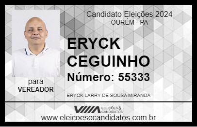 Candidato ERYCK CEGUINHO 2024 - OURÉM - Eleições