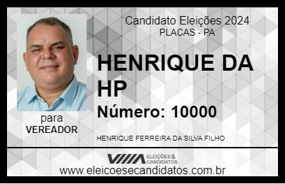 Candidato HENRIQUE DA HP 2024 - PLACAS - Eleições