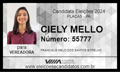 Candidato CIELY MELLO 2024 - PLACAS - Eleições