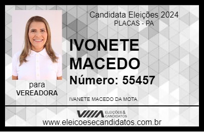 Candidato IVONETE MACEDO 2024 - PLACAS - Eleições