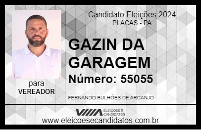 Candidato GAZIN DA GARAGEM 2024 - PLACAS - Eleições