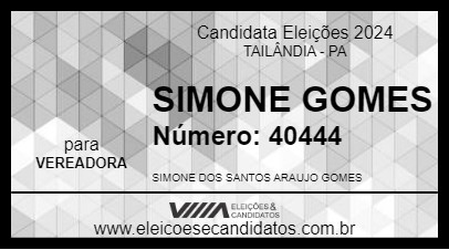 Candidato SIMONE GOMES 2024 - TAILÂNDIA - Eleições