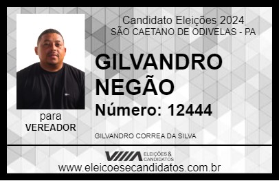 Candidato GILVANDRO NEGÃO 2024 - SÃO CAETANO DE ODIVELAS - Eleições