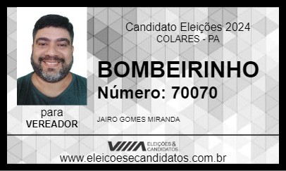 Candidato BOMBEIRINHO 2024 - COLARES - Eleições