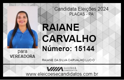 Candidato RAIANE CARVALHO 2024 - PLACAS - Eleições