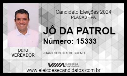 Candidato JÔ DA PATROL 2024 - PLACAS - Eleições