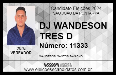 Candidato DJ WANDESON TRES D 2024 - SÃO JOÃO DA PONTA - Eleições