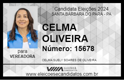 Candidato CELMA OLIVEIRA 2024 - SANTA BÁRBARA DO PARÁ - Eleições