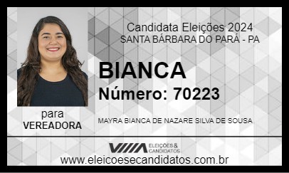 Candidato BIANCA 2024 - SANTA BÁRBARA DO PARÁ - Eleições