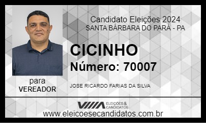 Candidato CICINHO 2024 - SANTA BÁRBARA DO PARÁ - Eleições