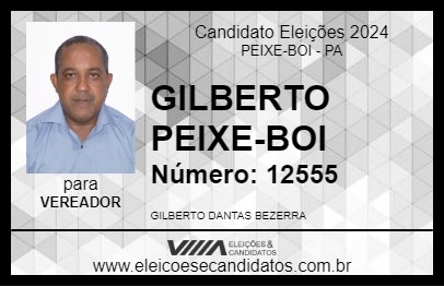 Candidato GILBERTO PEIXE-BOI 2024 - PEIXE-BOI - Eleições