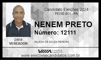 Candidato NENEM PRETO 2024 - PEIXE-BOI - Eleições