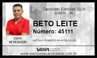 Candidato BETO LEITE 2024 - BONITO - Eleições