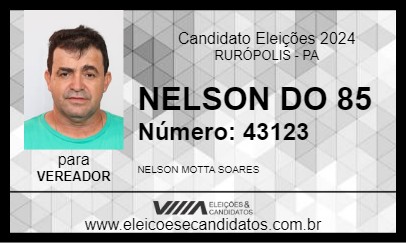 Candidato NELSON DO 85 2024 - RURÓPOLIS - Eleições