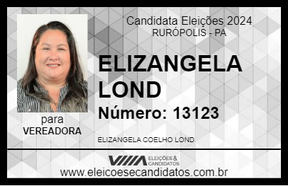 Candidato ELIZANGELA LOND 2024 - RURÓPOLIS - Eleições