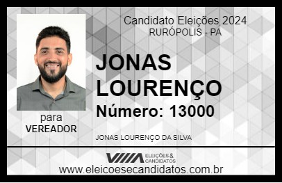 Candidato JONAS LOURENÇO 2024 - RURÓPOLIS - Eleições