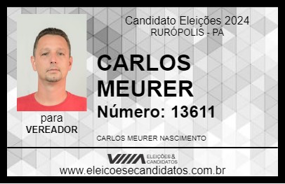 Candidato CARLOS MEURER 2024 - RURÓPOLIS - Eleições