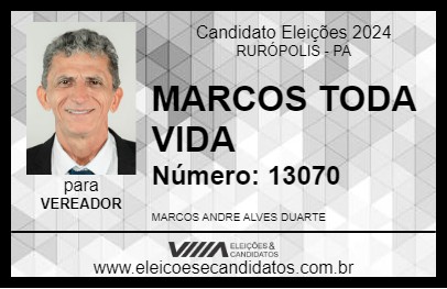 Candidato MARCOS TODA VIDA 2024 - RURÓPOLIS - Eleições