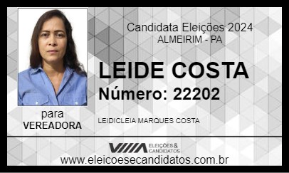 Candidato LEIDE COSTA 2024 - ALMEIRIM - Eleições