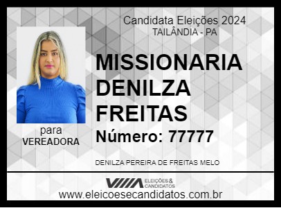 Candidato MISSIONARIA DENILZA FREITAS 2024 - TAILÂNDIA - Eleições