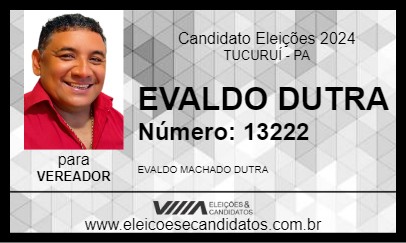 Candidato EVALDO DUTRA 2024 - TUCURUÍ - Eleições