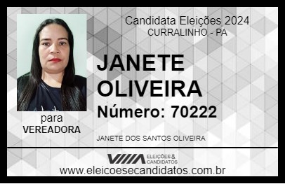 Candidato JANETE OLIVEIRA 2024 - CURRALINHO - Eleições