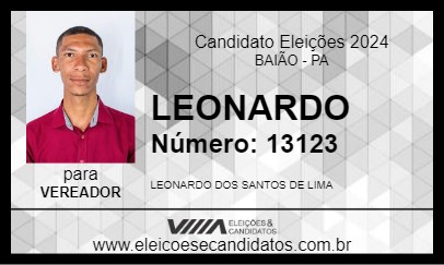 Candidato LEONARDO 2024 - BAIÃO - Eleições