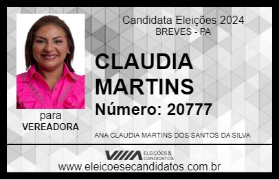 Candidato CLAUDIA MARTINS 2024 - BREVES - Eleições