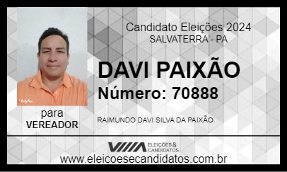 Candidato DAVI PAIXÃO 2024 - SALVATERRA - Eleições