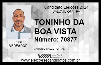 Candidato TONINHO DA BOA VISTA 2024 - SALVATERRA - Eleições