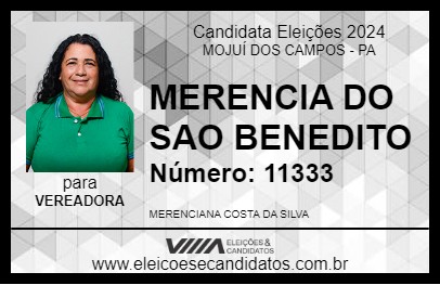 Candidato MERENCIA DO SAO BENEDITO 2024 - MOJUÍ DOS CAMPOS - Eleições