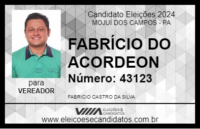 Candidato FABRÍCIO DO ACORDEON 2024 - MOJUÍ DOS CAMPOS - Eleições