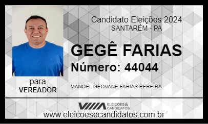 Candidato GEGÊ FARIAS 2024 - SANTARÉM - Eleições