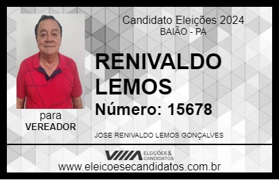 Candidato RENIVALDO LEMOS 2024 - BAIÃO - Eleições