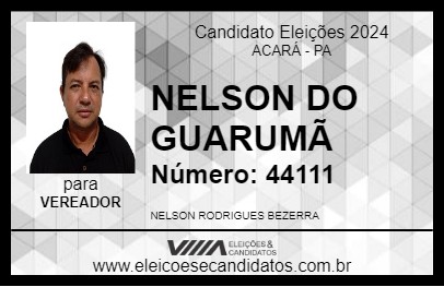 Candidato NELSON DO GUARUMÃ 2024 - ACARÁ - Eleições