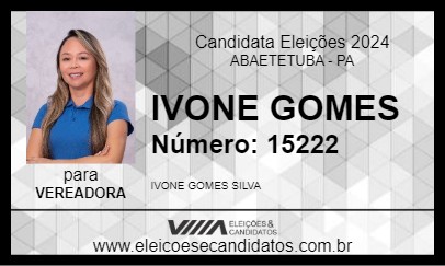 Candidato IVONE GOMES 2024 - ABAETETUBA - Eleições