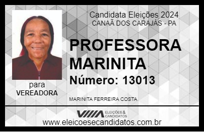 Candidato PROFESSORA MARINITA 2024 - CANAÃ DOS CARAJÁS - Eleições