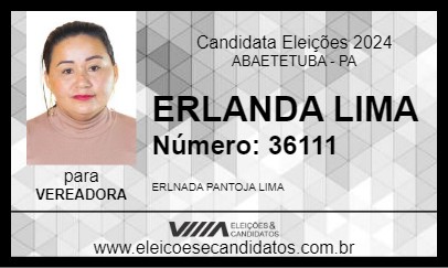 Candidato ERLANDA LIMA 2024 - ABAETETUBA - Eleições