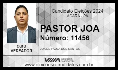 Candidato PASTOR JOA 2024 - ACARÁ - Eleições