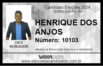 Candidato HENRIQUE DOS ANJOS 2024 - TERRA SANTA - Eleições