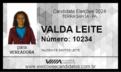 Candidato VALDA LEITE 2024 - TERRA SANTA - Eleições