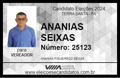 Candidato ANANIAS SEIXAS 2024 - TERRA SANTA - Eleições