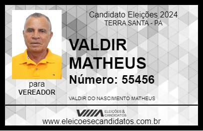 Candidato VALDIR MATHEUS 2024 - TERRA SANTA - Eleições