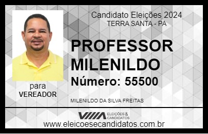 Candidato PROFESSOR MILENILDO 2024 - TERRA SANTA - Eleições