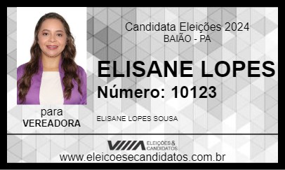 Candidato ELISANE LOPES 2024 - BAIÃO - Eleições