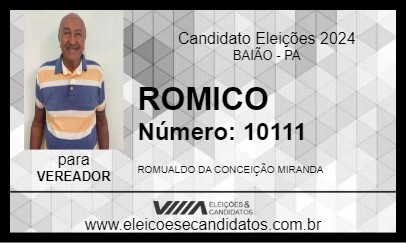 Candidato ROMICO 2024 - BAIÃO - Eleições