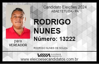 Candidato RODRIGO  NUNES 2024 - ABAETETUBA - Eleições