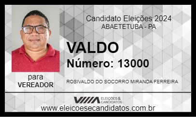 Candidato VALDO 2024 - ABAETETUBA - Eleições