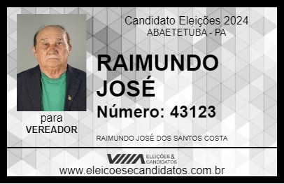 Candidato RAIMUNDO JOSÉ 2024 - ABAETETUBA - Eleições