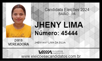 Candidato JHENY LIMA 2024 - BAIÃO - Eleições